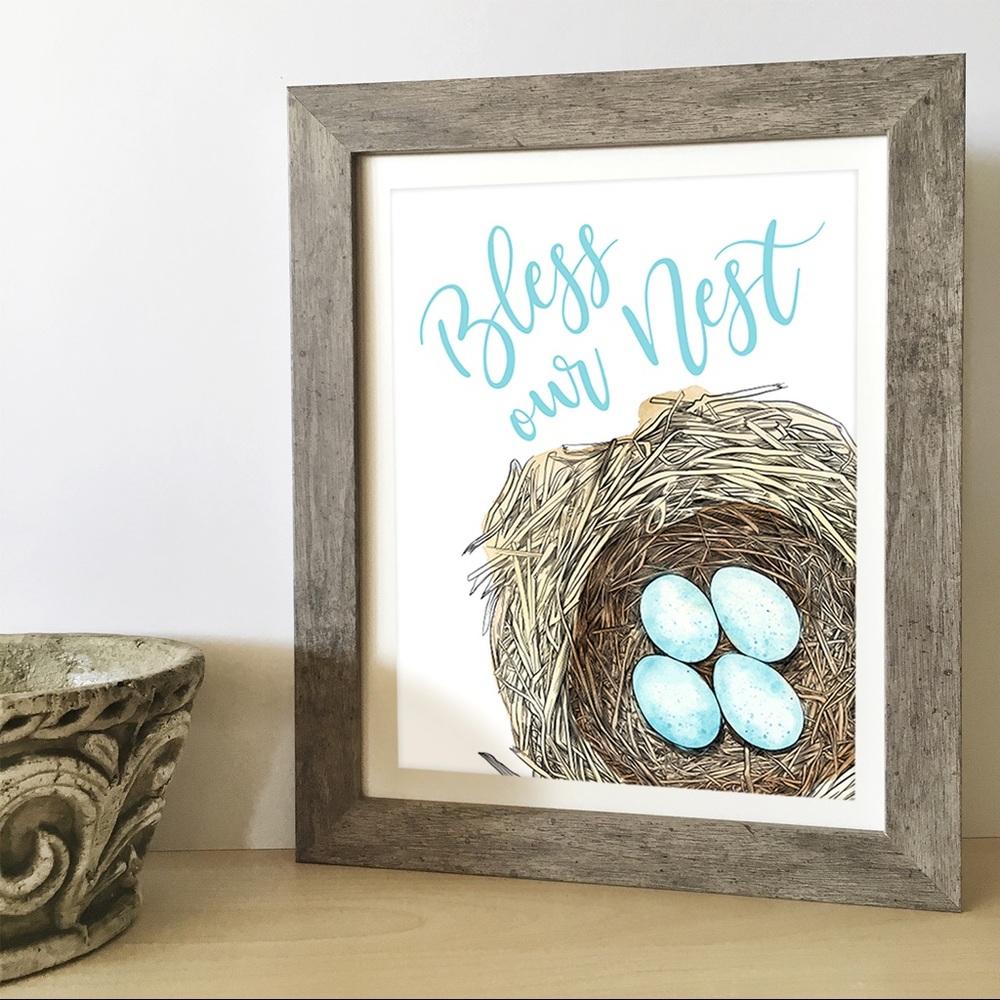 Bless Our Nest original watercolor art print